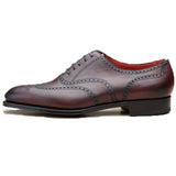 Flat Feet Shoes - Mahogany Brown Leather Gedling Brogue Oxfords with Arch Support