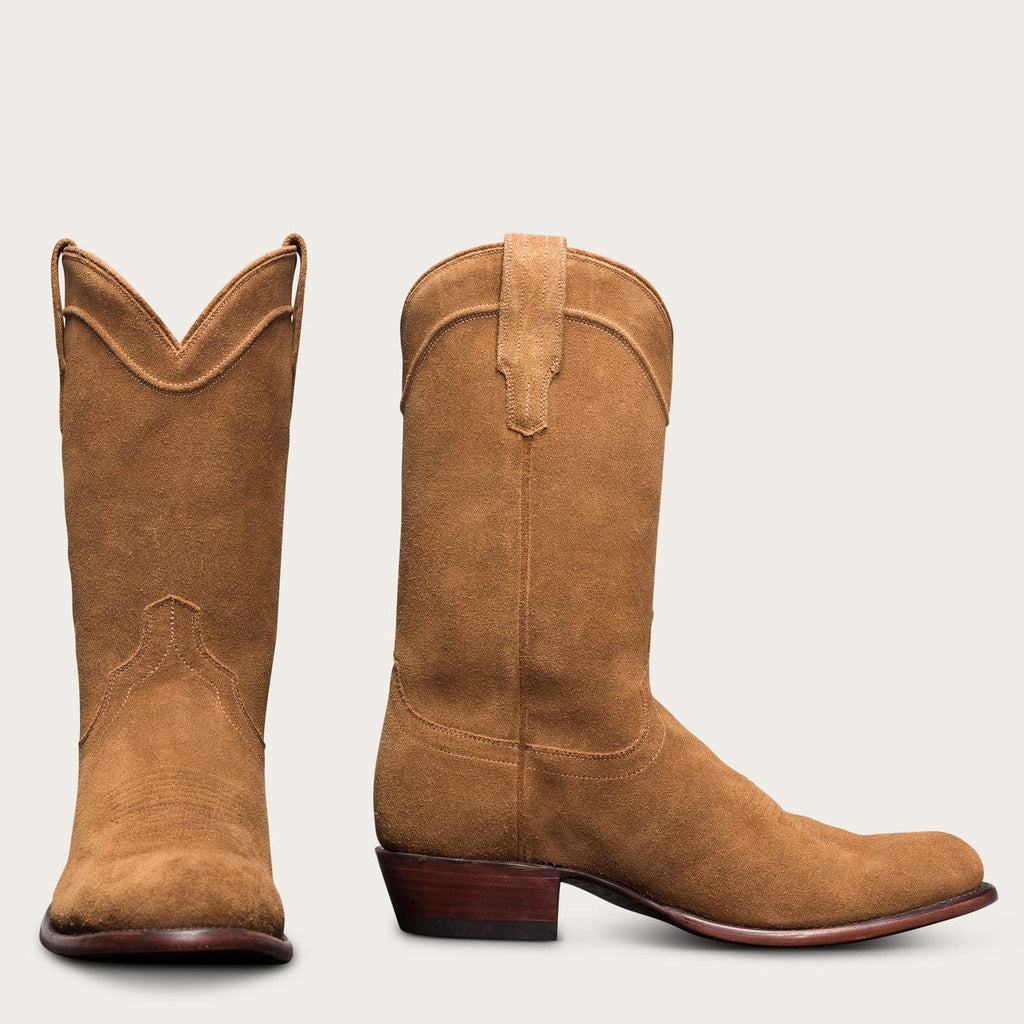 Height Increasing Tan Italian Italian Suede Remington Slip On Western Cowboy Boots 