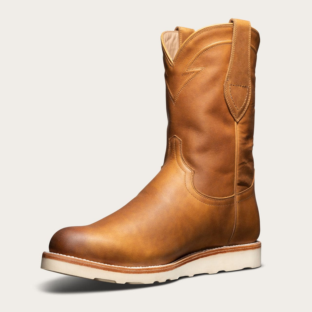 Tan Leather Beasley Slip On Western Cowboy Rubber Sole Boots
