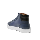 Height Increasing Navy Blue Leather Angus Sneaker Boots