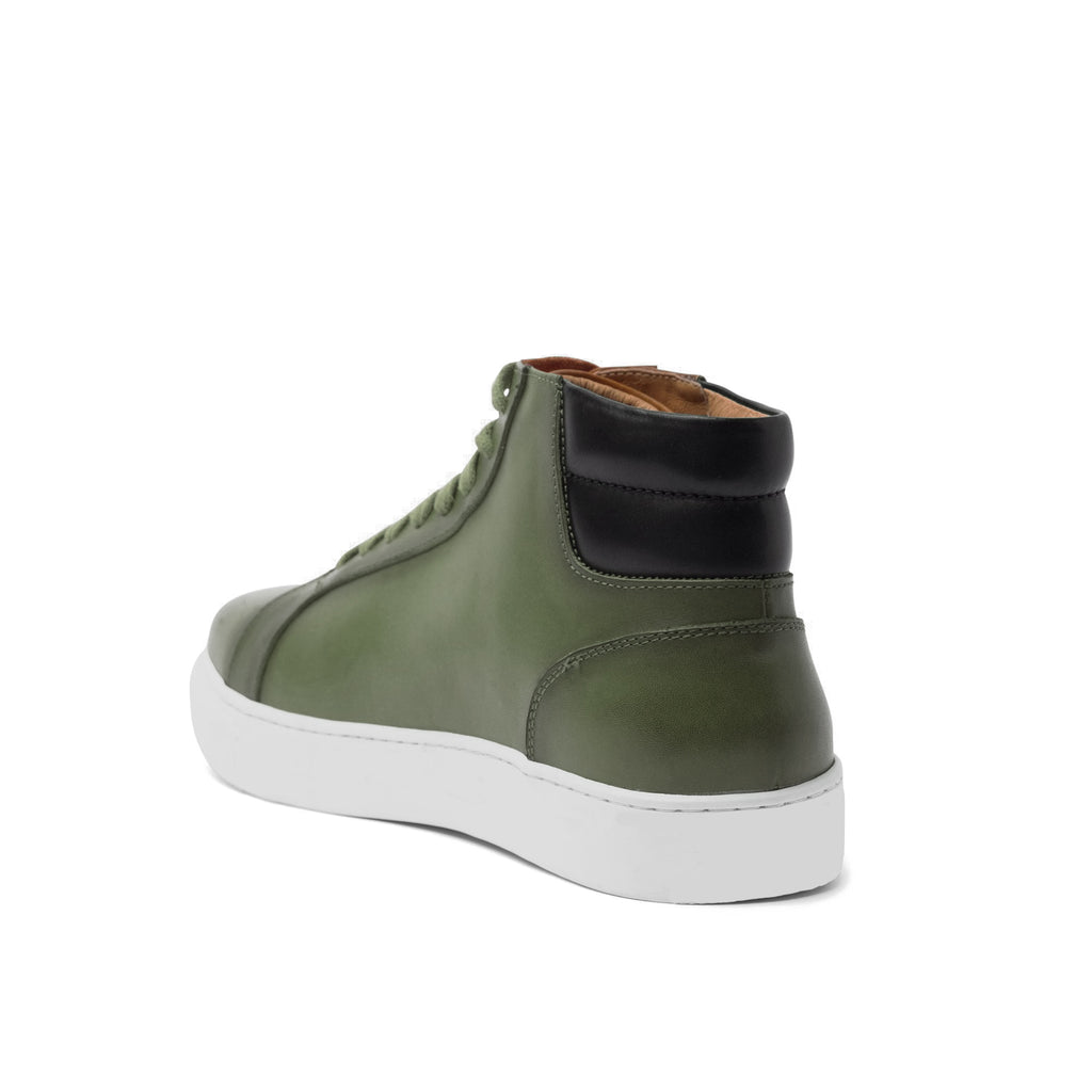 Olive Green Leather Angus Sneaker Boots
