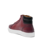 Dark Red Leather Angus Sneaker Boots