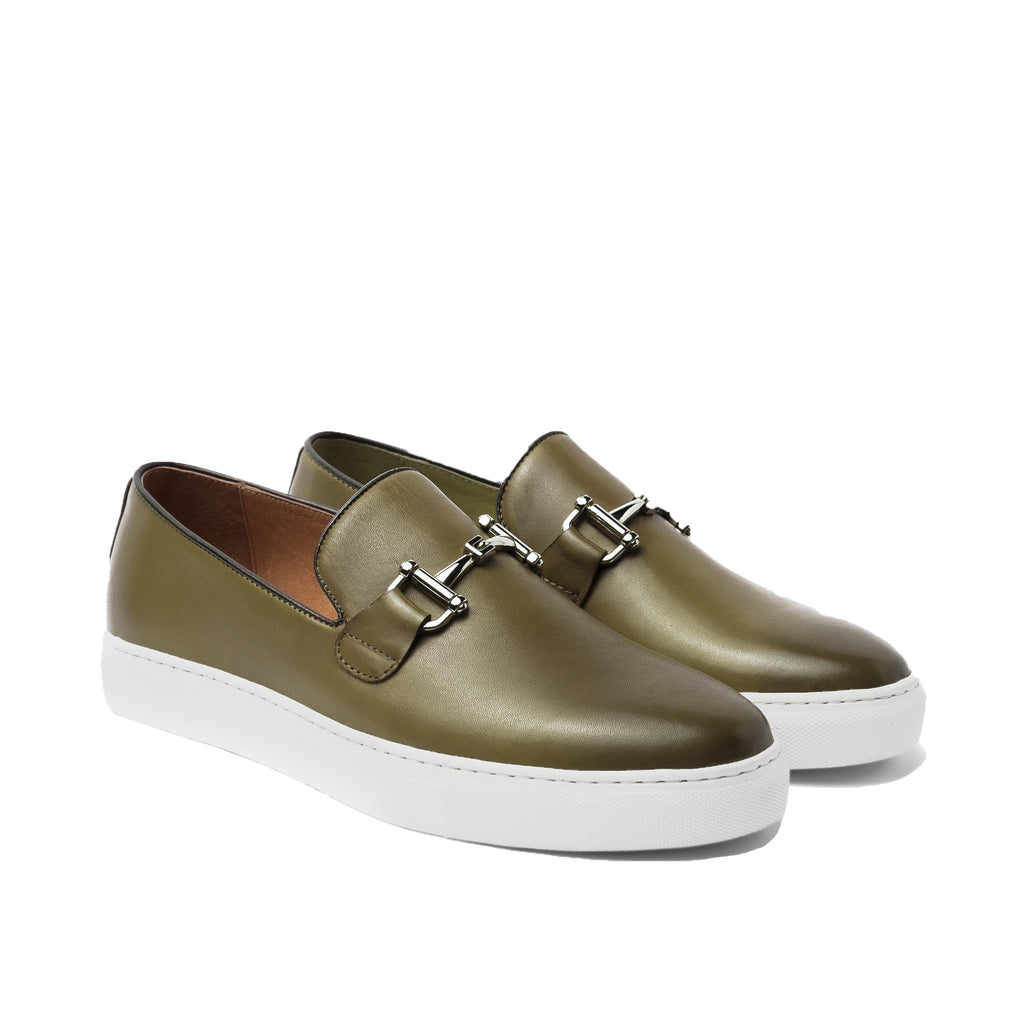 Green Leather Alvin Horse Bit Sneakers