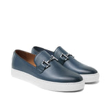 Height Increasing Blue Leather Alvin Horse Bit Slip On Sneakers