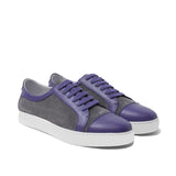 Height Increasing Purple Leather and Grey Suede Angus Lace Up Sneakers
