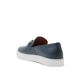 Height Increasing Blue Leather Alvin Horse Bit Slip On Sneakers