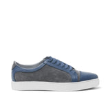 Height Increasing Navy Blue Leather and Grey Suede Angus Lace Up Sneakers