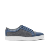 Navy Blue Leather and Grey Suede Angus Lace Up Sneakers