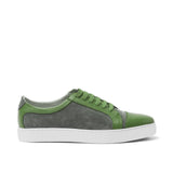 Height Increasing Green Leather and Grey Suede Angus Lace Up Sneakers