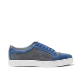 Blue Leather and Grey Suede Angus Lace Up Sneakers