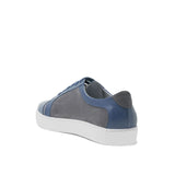 Height Increasing Navy Blue Leather and Grey Suede Angus Lace Up Sneakers