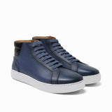 Navy Blue Leather Angus Sneaker Boots