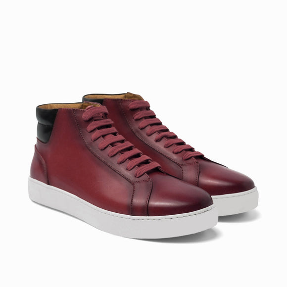Height Increasing Dark Red Leather Angus Sneaker Boots