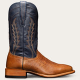 Tan and Navy Blue Leather Bartlett Slip On Western Cowboy Boots