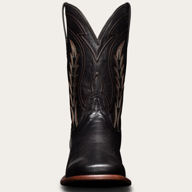 Black Leather Albany Slip On Western Cowboy Boots