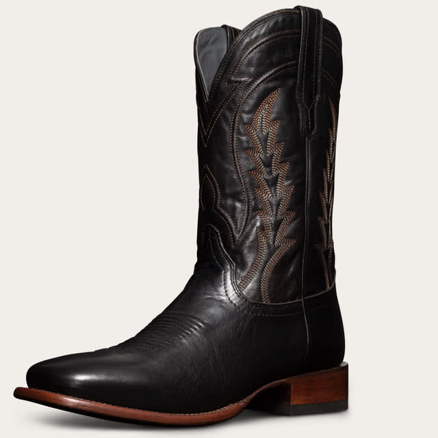 Black Leather Albany Slip On Western Cowboy Boots