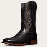 Black Leather Albany Slip On Western Cowboy Boots