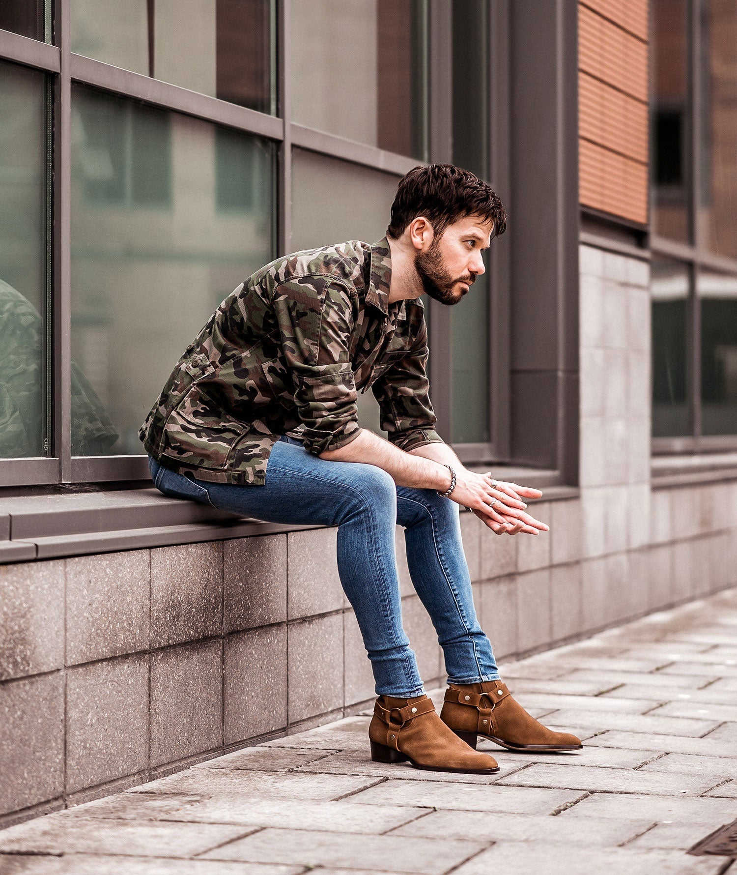 Height Increasing Tan Italian Italian Suede Wanton Slip On Harness Chelsea Boots