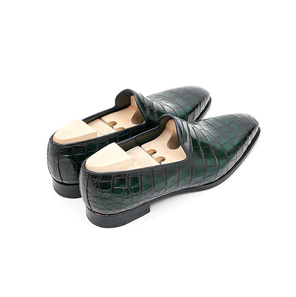 Flat Feet Shoes - Goodyear Welted Sardoal Emerald Green Leather Loafer With Violin Leather Sole with Arch Support