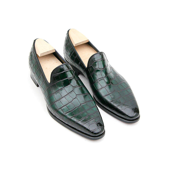 Height Increasing Goodyear Welted Sardoal Emerald Green Leather Loafer With Violin Leather Sole