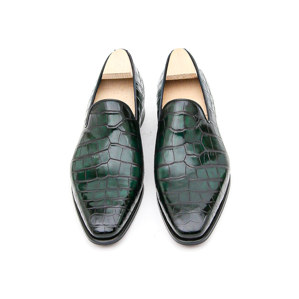 Goodyear Welted Sardoal Emerald Green Leather Loafer With Violin Leather Sole