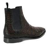 Brown Alligator Textured Leather Evington Chelsea Slip On Boots