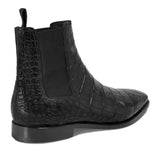 Flat Feet Shoes - Black Alligator Textured Leather Evington Chelsea Slip On Boots with Arch Support