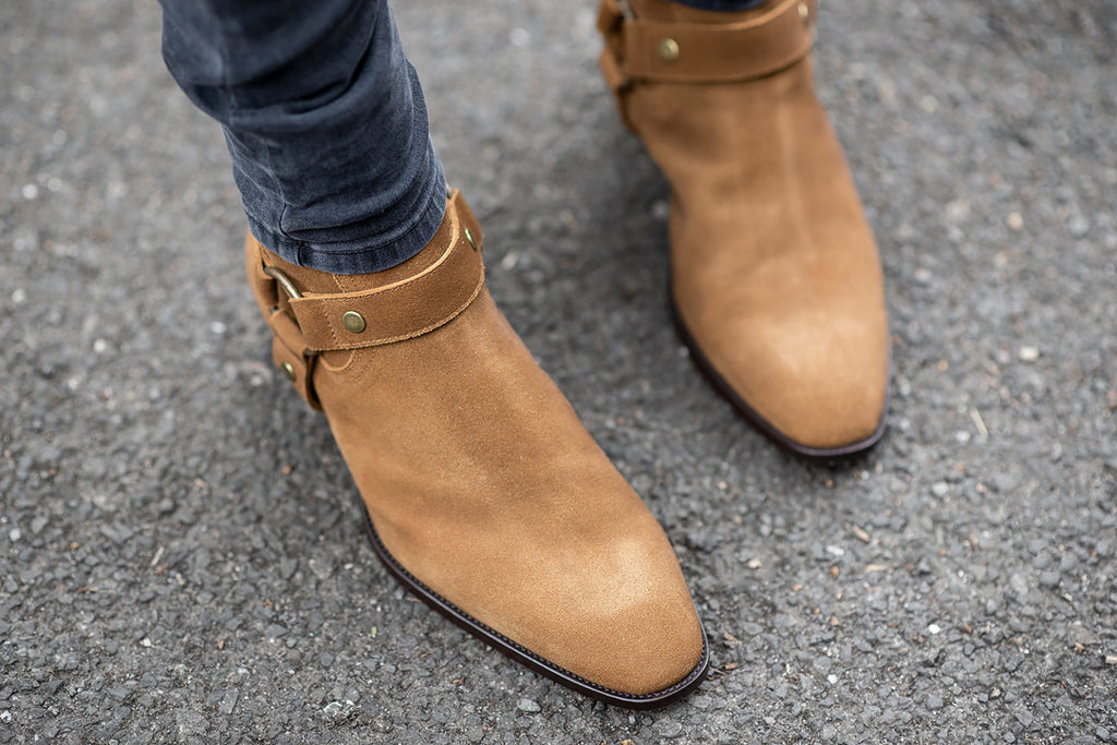 Tan Suede Ravien Harness Chelsea Boots