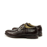 Height Increasing Goodyear Welted Guarda Brown Leather Croc Print Double Monk Strap With Violin Leather Sole