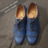 Navy Blue Leather Clapton Brogue Oxfords