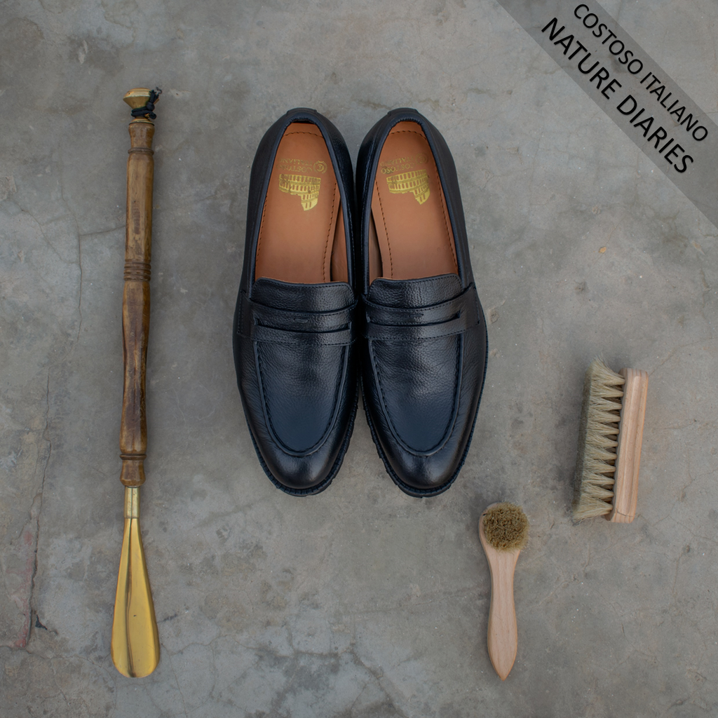 Black Leather Joliette Loafers