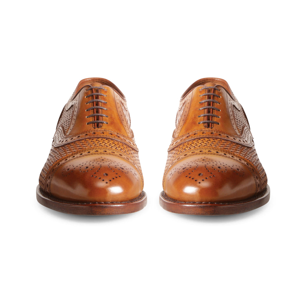 Height Increasing Tan Braided Leather Morice Brogue Oxfords
