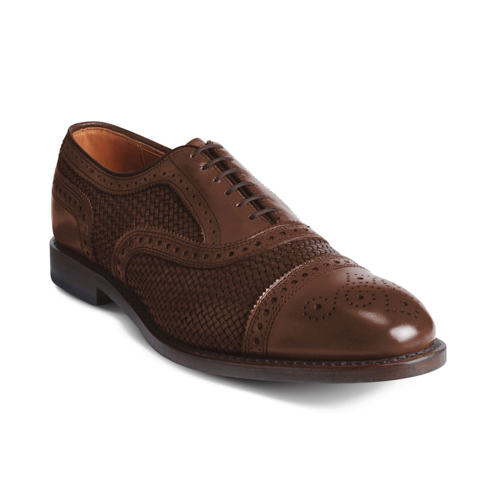 Height Increasing Brown Braided Leather Morice Brogue Oxfords