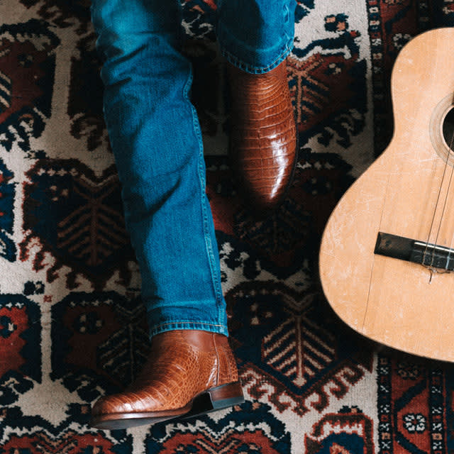 Height Increasing Tan Italian Leather Remington Slip On Zipper Western Cowboy Boots - GOODYEAR WELTED FIDDLE BACK VIOLIN SOLE