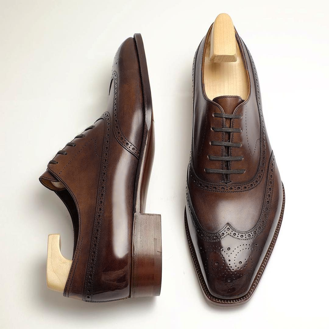 Brown Leather Cedara Brogue Wingtip Oxfords
