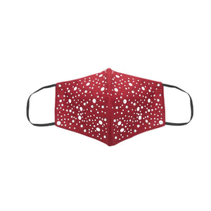 Red Silk Mask with Silver Stars Shining in Swarovski Crystals