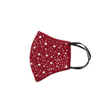 Red Silk Mask with Silver Stars Shining in Swarovski Crystals