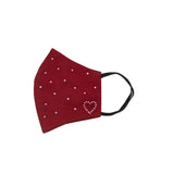 Red Silk Mask with Stars and Heart in Swarovski Crystals