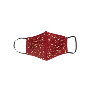Red Silk Mask with Golden Stars Shining in Swarovski Crystals