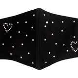 Black Silk Mask with Heart and Stars in Swarovski Crystals