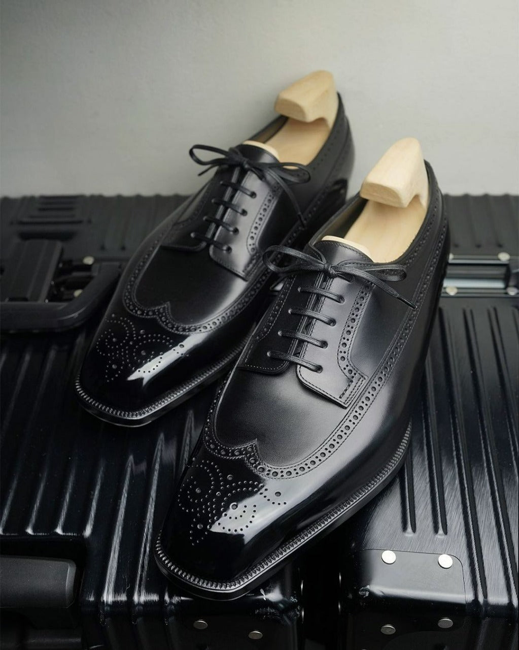 Black Leather wingtip Oxfords