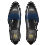 Navy Blue and Black Leather Castle Monk Straps