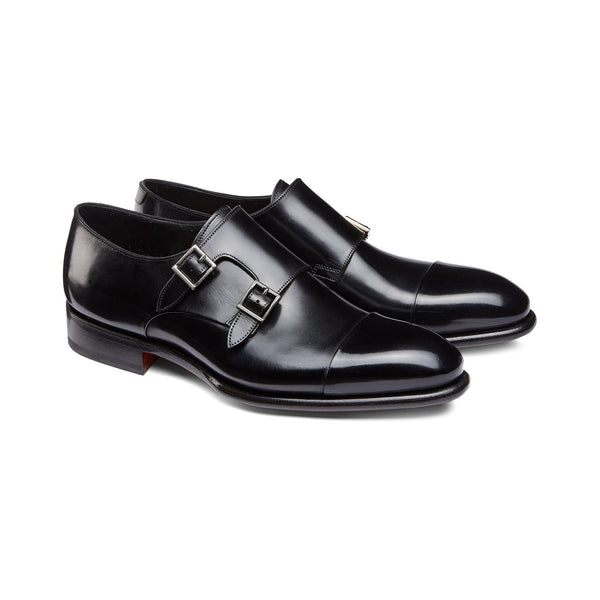 Black Leather Castle Monk Straps Formal Shoes The Royale Collection