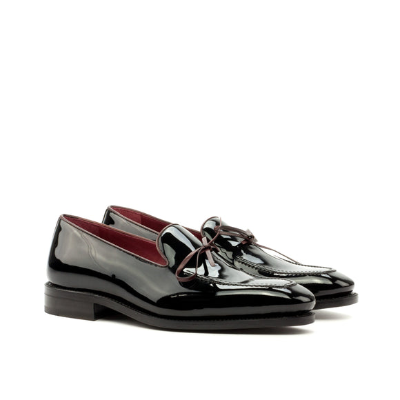 Height Increasing Goodyear Welted Sabugal Black Patent Laced Loafer With Violin Leather Sole