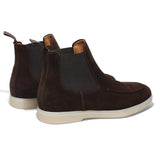Brown Suede Pateros Chelsea Boots with White Sole