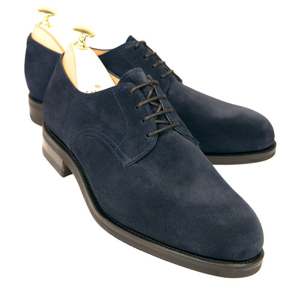 Height Increasing Navy Blue Suede Holstein Derby Shoes