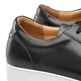 Black Leather Cornella Lace Up Sneakers