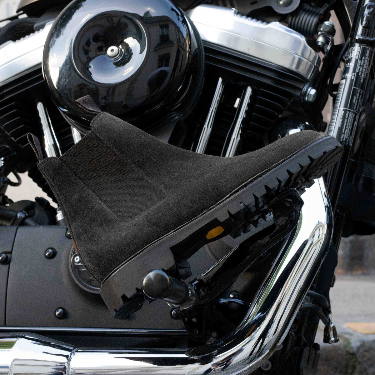 Black Suede Leather Santana Chunky Chelsea Boots