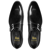 Flat Feet Shoes - Black Leather Bromley Monk Straps with Arch Support