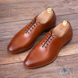 Height Increasing Tan Leather Drayton One Cut Oxfords - Formal Shoes